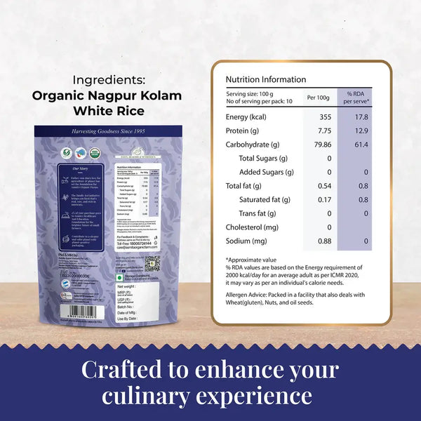 Nutrition information of Kolam rice