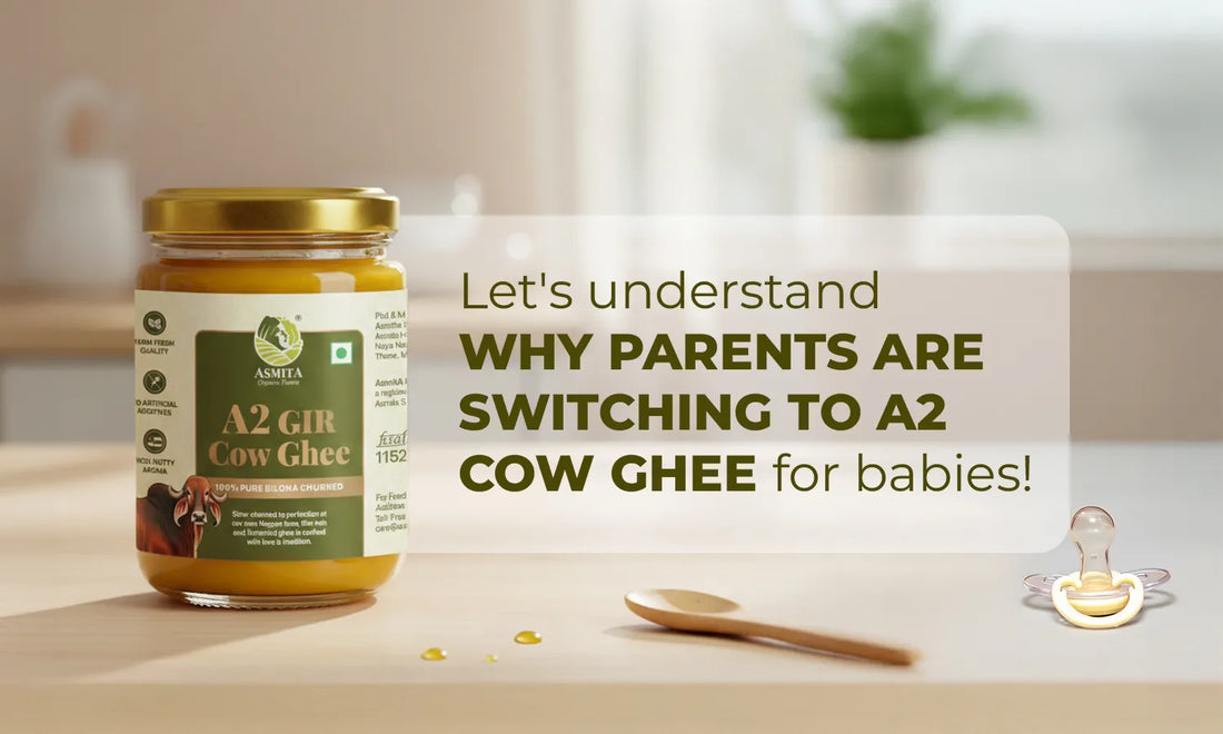 Baby eating A2 cow ghee for brain development