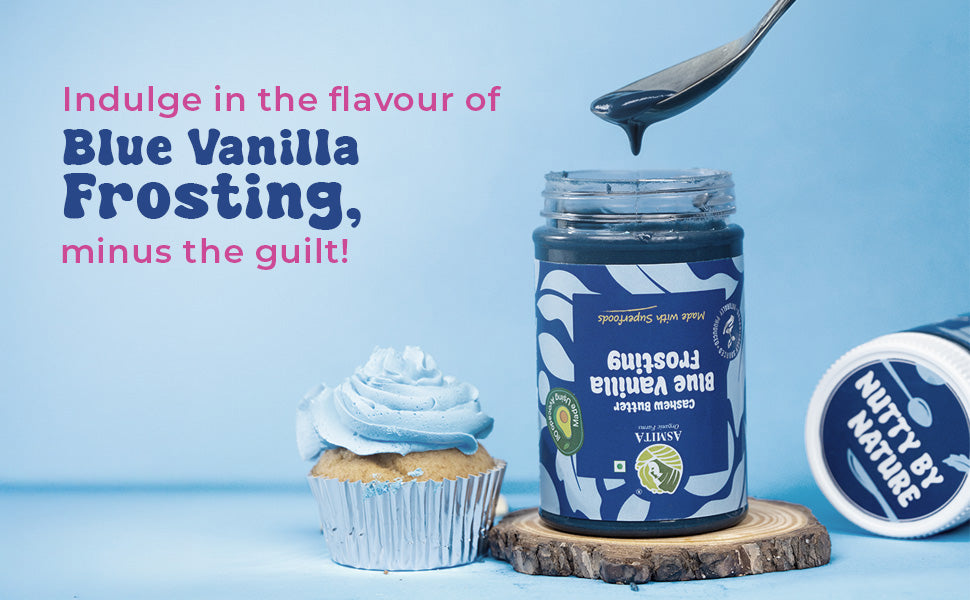 Cashew Butter Blue Vanilla Frosting - 250 gms a plus banner