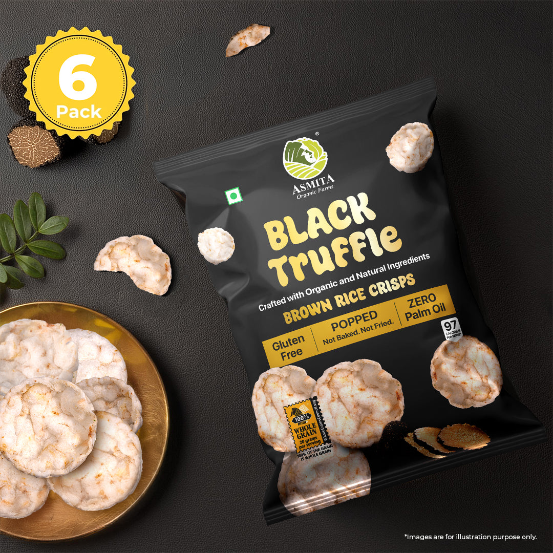 black truffle brown rice crisps pack 6