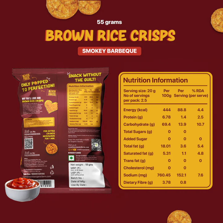 nutrition information of brown rice crisps