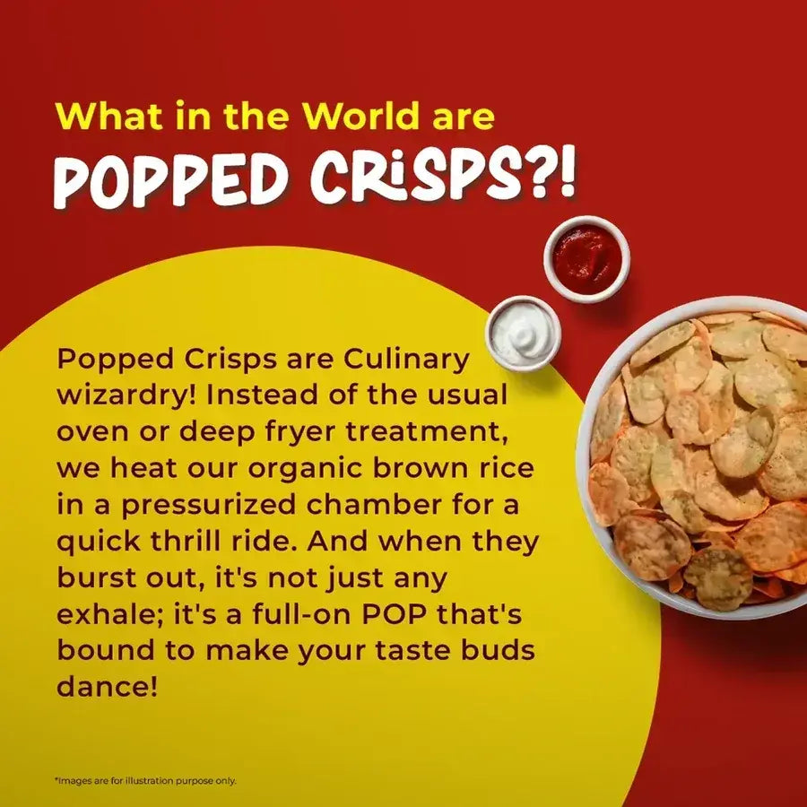 Popped crisps made with brown rice