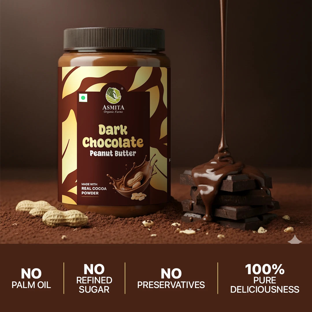 Sugar-free dark chocolate peanut butter with no palm oil and no preservatives