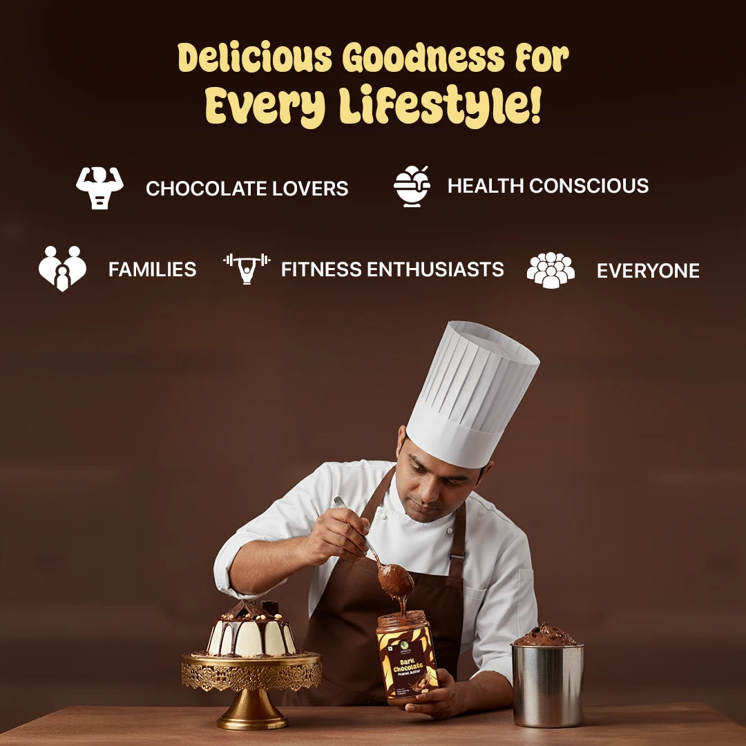 Healthy dark chocolate peanut butter for fitness enthusiasts, families and chocolate lovers