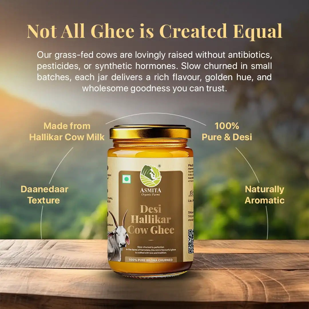 Pure Hallikar desi cow ghee made from grass fed Hallikar cow milk