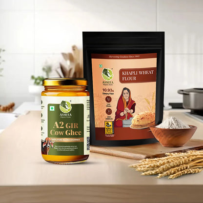 A2 Gir Cow Ghee (1L) & Khapli Wheat (5kg) Combo