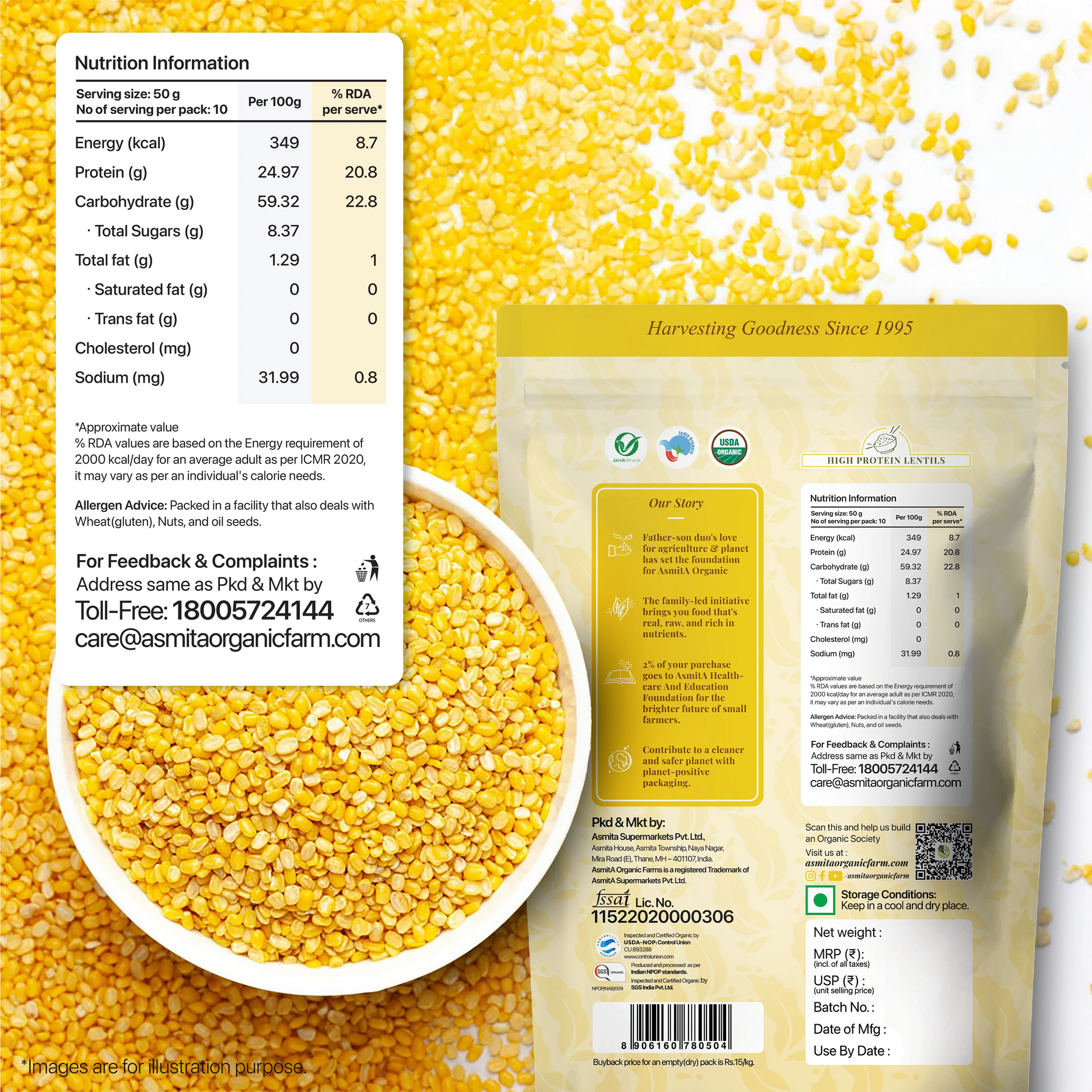 asmita organic farms organic moong dal yellow