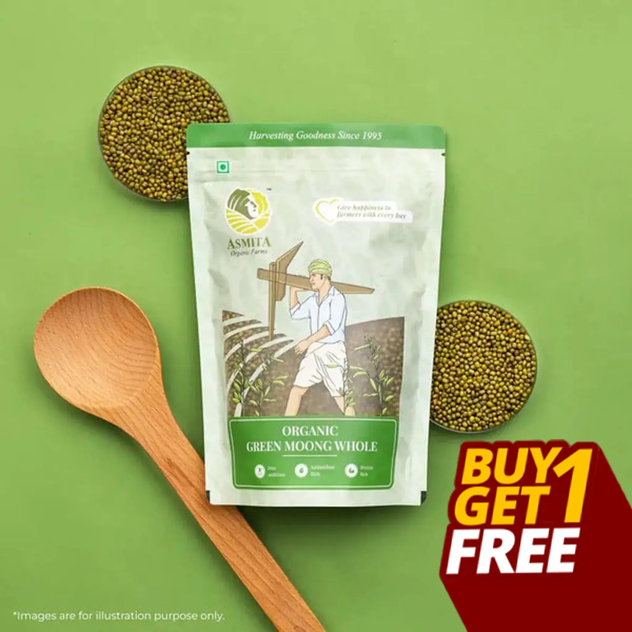 Organic Green Moong Whole - 500 gm
