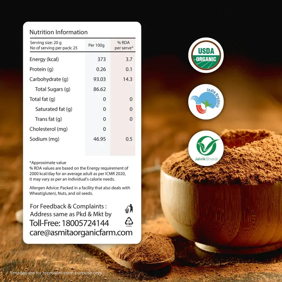 palm sugar nutrition per 100g