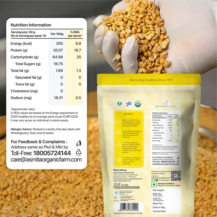 nutrition information of tur dal