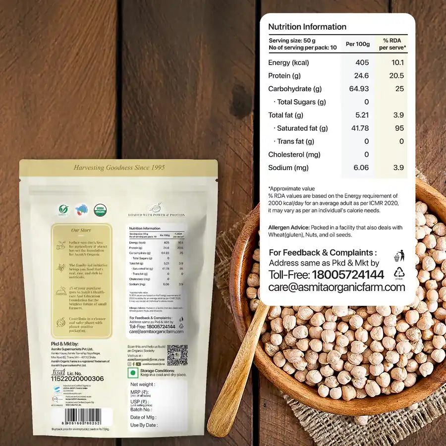 Nutrition facts of Organic Kabuli Chana