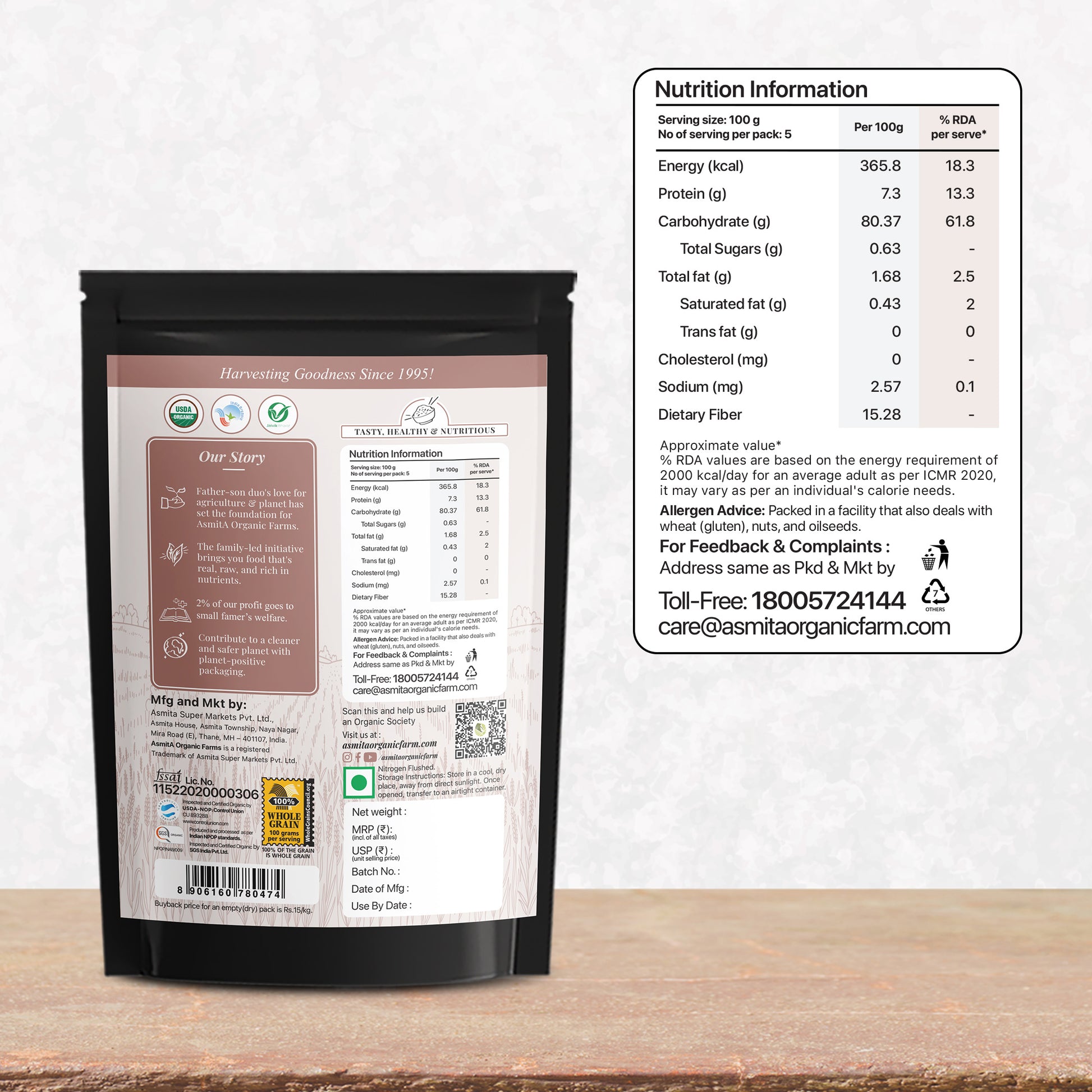 nutrition information of ragi flour