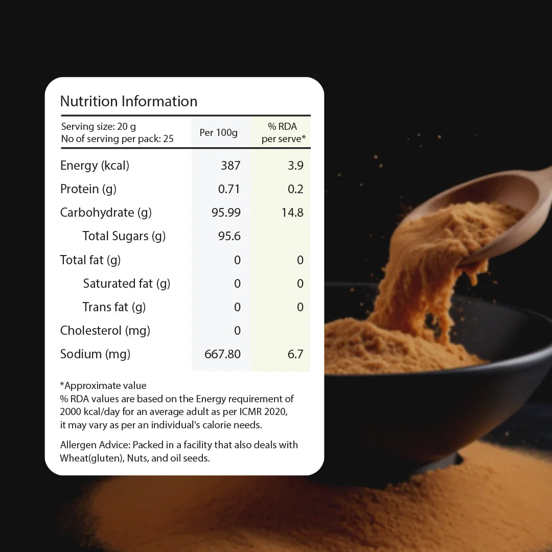 Organic jaggery powder nutrition 