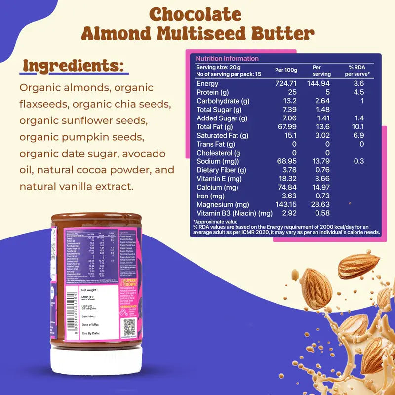 Almond Multiseed Chocolate Butter - 250 gm
