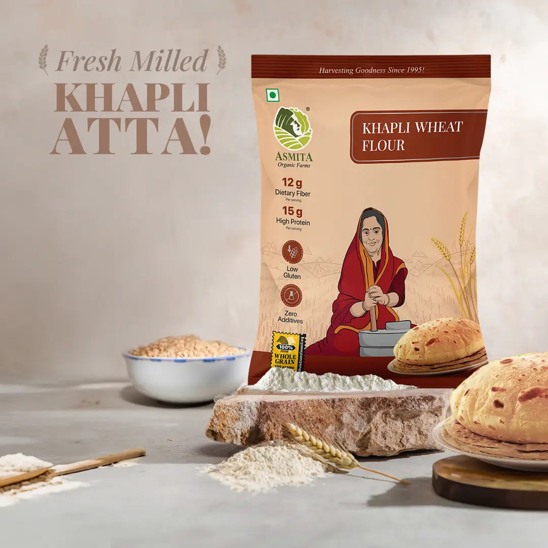 Khapli chakki atta online featuring AOF Khapli wheat atta pack