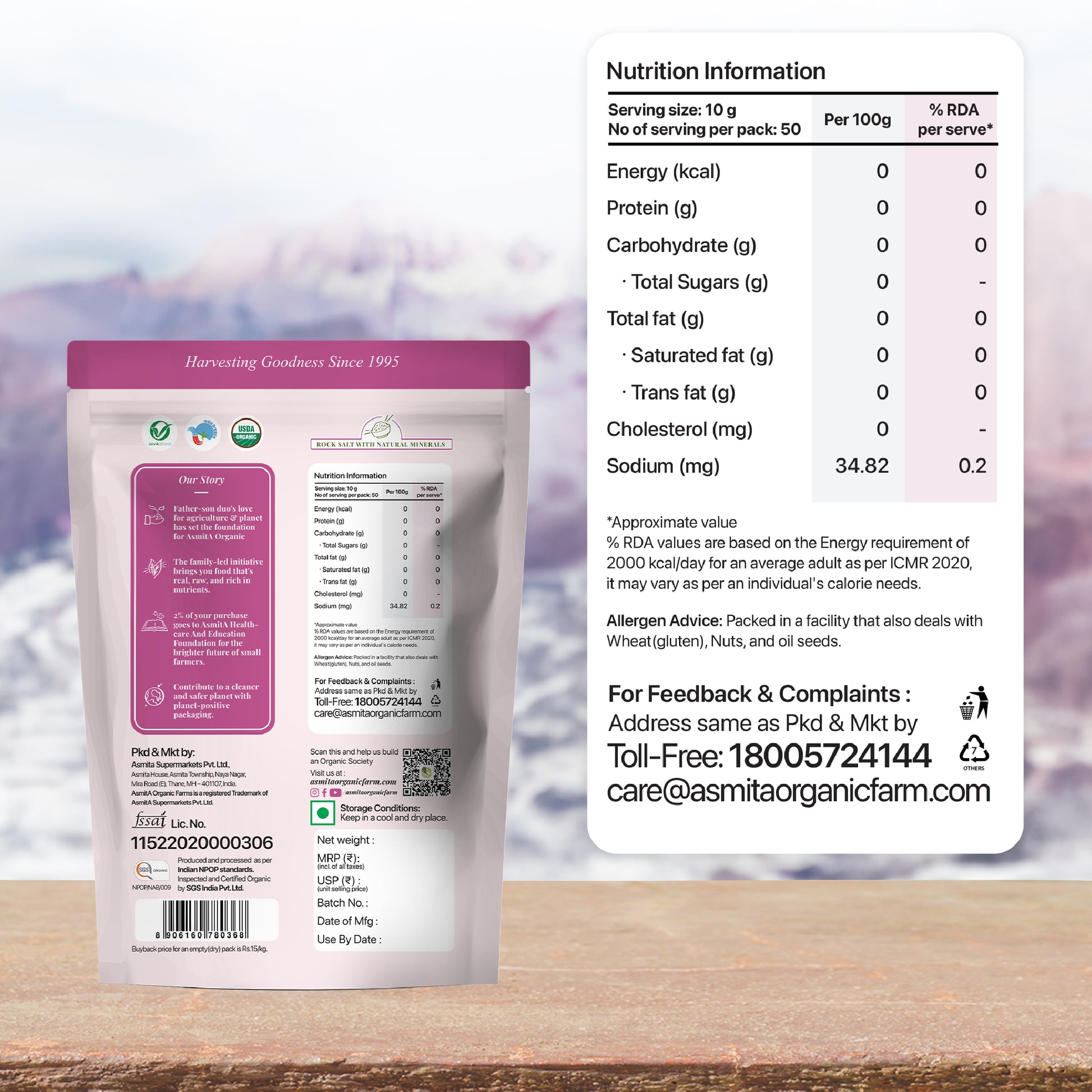 Nutrition information of Pink salt