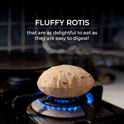 Soft khapli atta roti made using traditional chakki-ground khapli wheat flour